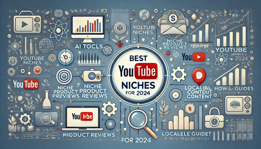 An image highlighting the best YouTube niches for 2024