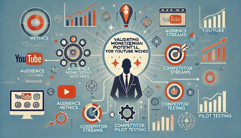 A graphic showing how to validate the monetization potential of YouTube niches